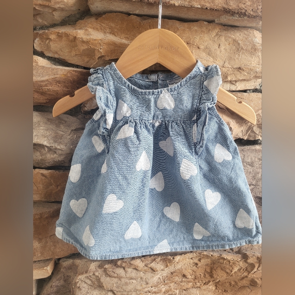 Carter's Blue Baby Dress with White Hearts - Picture 1 of 5